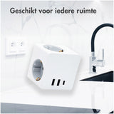 Accezz PowerCube 6-in-1 1x USB-C+2x USB-A+3x stopcontact 4000W Wit