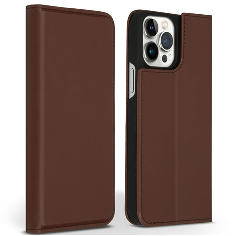 Accezz Premium Leather Slim Book Case voor Apple iPhone 13 Pro Max Bruin