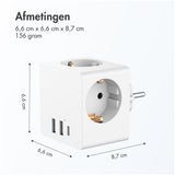 Accezz PowerCube 6-in-1 1x USB-C+2x USB-A+3x stopcontact 4000W Wit