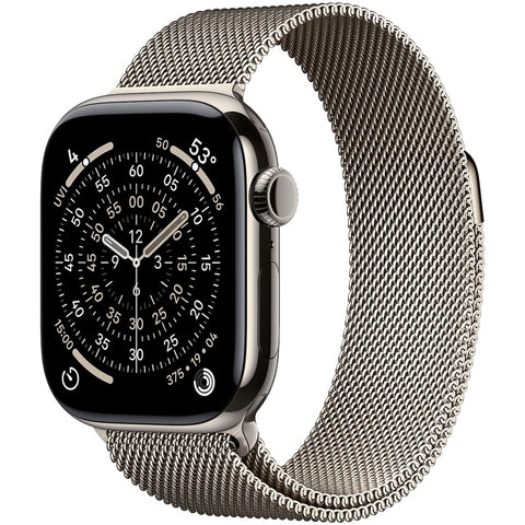 Apple Watch Series 11 GPS + Cellular 42mm Natural Titanium Case met Natural Milanese Loop Titanium