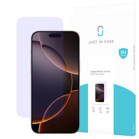 Just in Case Blue Filter Tempered Glass voor Apple iPhone 16 Pro