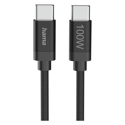 Hama Fabric USB-C - USB-C 100W 3 m nylon Zwart