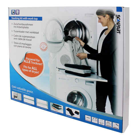 Scanpart tussenkader voor wasmachine en droger met werkblad extra sterk