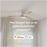 Hombli Smart Ceiling Fan & Light - White & Light Wood