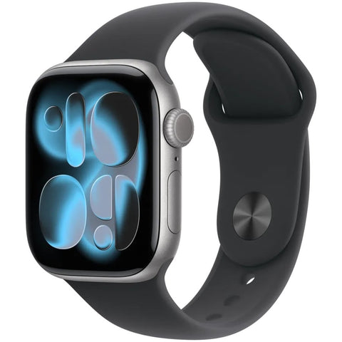Apple Watch Series 11 GPS 42mm Space Grey Aluminium Case met Black Sport Band - M/L Spacegrijs