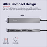 Trust Halyx Aluminium 4-Port Mini USB Hub Zilver