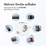 Accezz PowerCube 6-in-1 1x USB-C+2x USB-A+3x stopcontact 4000W Wit