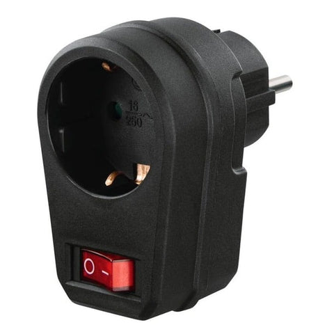 Hama Stopcontactadapter, geaard stopcontact, schakelaar Zwart